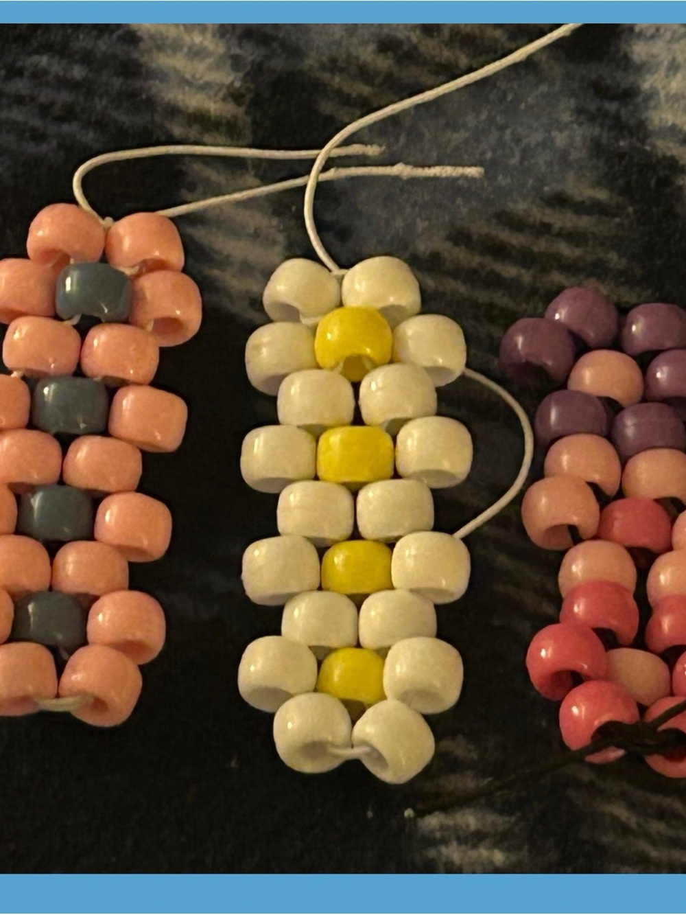 Handmade Beaded Flower Keychain - White & Yellow. Colors by request
